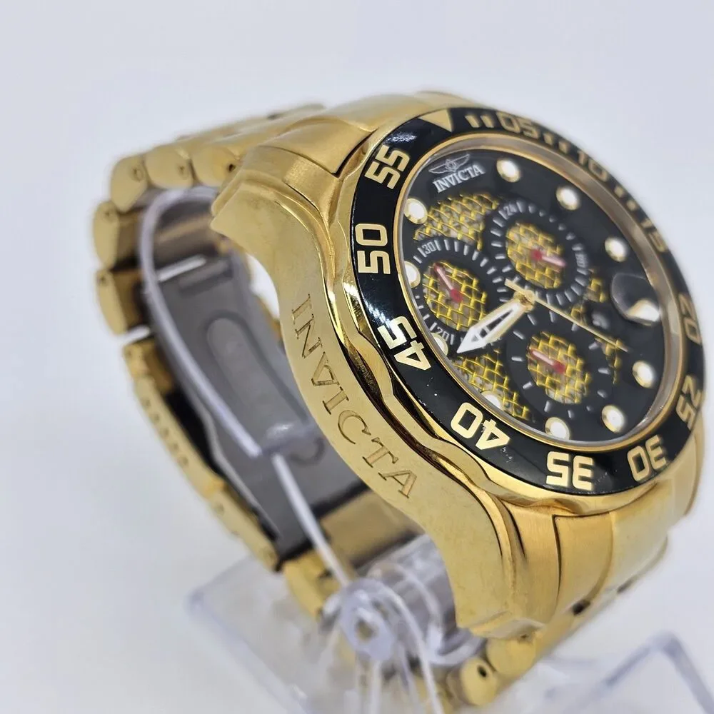 Invicta‎ 19837 Men Watch Pro Diver Chronograph Gold Dial Bracelet 6